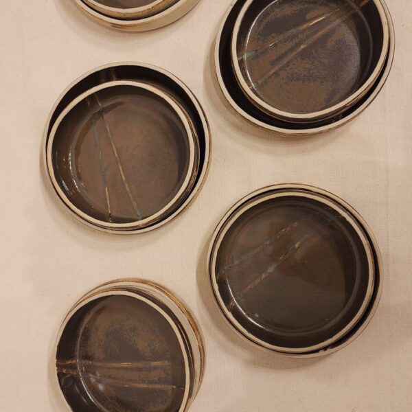 Small Brown & White Plates Set - 10 - Image 4